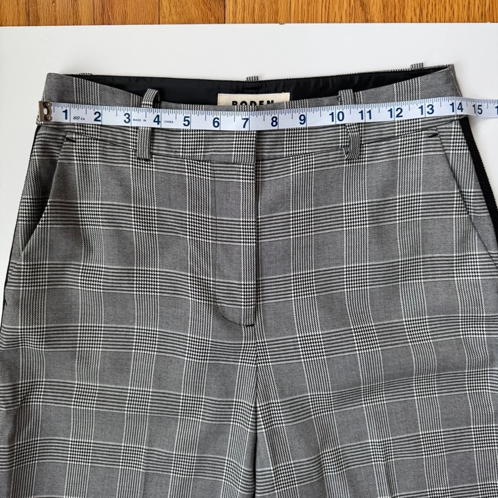 Boden Smart Wide Leg Pants Women's 4R Black Houndstooth Career Work Flare - Picture 10 of 12